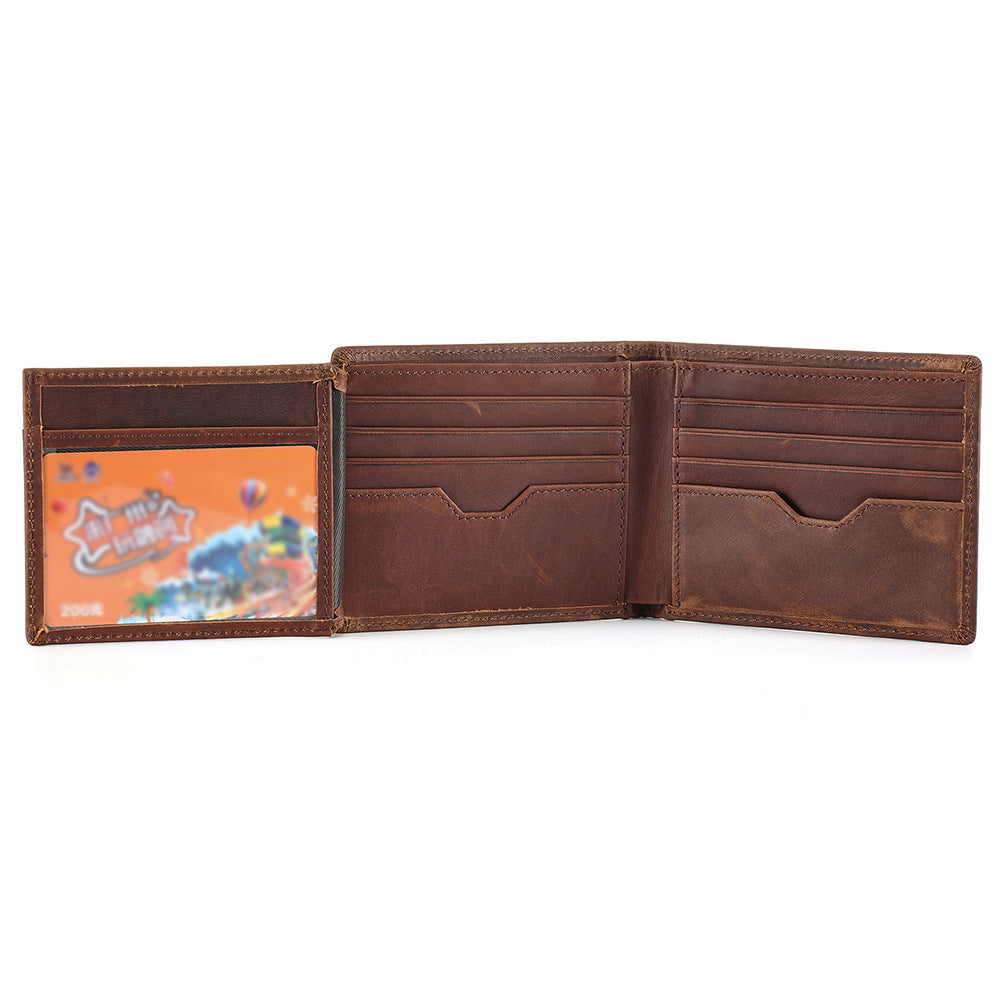 Wholesale New Men's Genuine Leather  Retro Short Bits Business Simple All-match Wallet